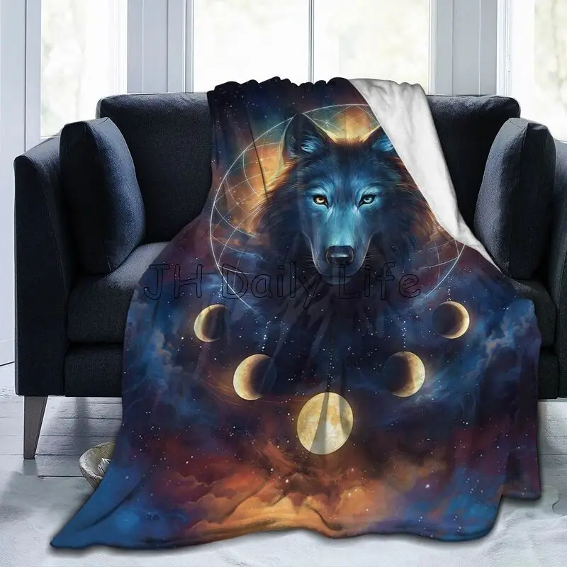 Galaxy Home Textiles - Cool Wolf Galaxy Moon Print Blanket