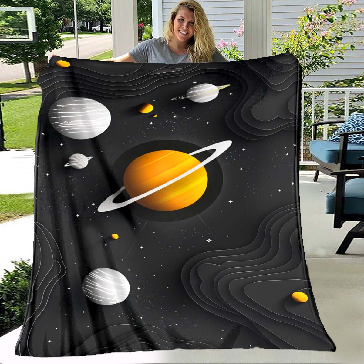 Space Planet Flannel Throw Bla - Galaxy Home Textiles review and price
