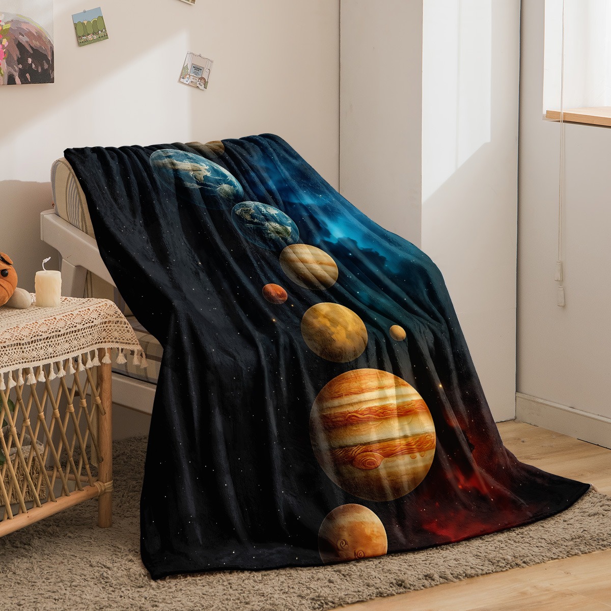 Galaxy Planets Pattern Flannel - Galaxy Home Textiles review and price